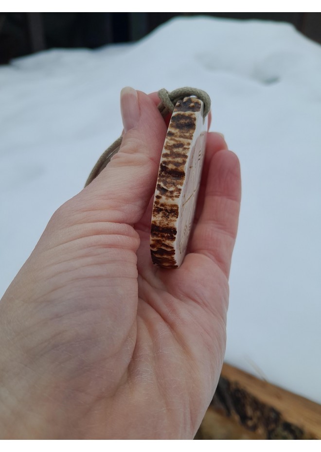 Viking Helm of Awe amulet with Norse bindrune | Hand-carved