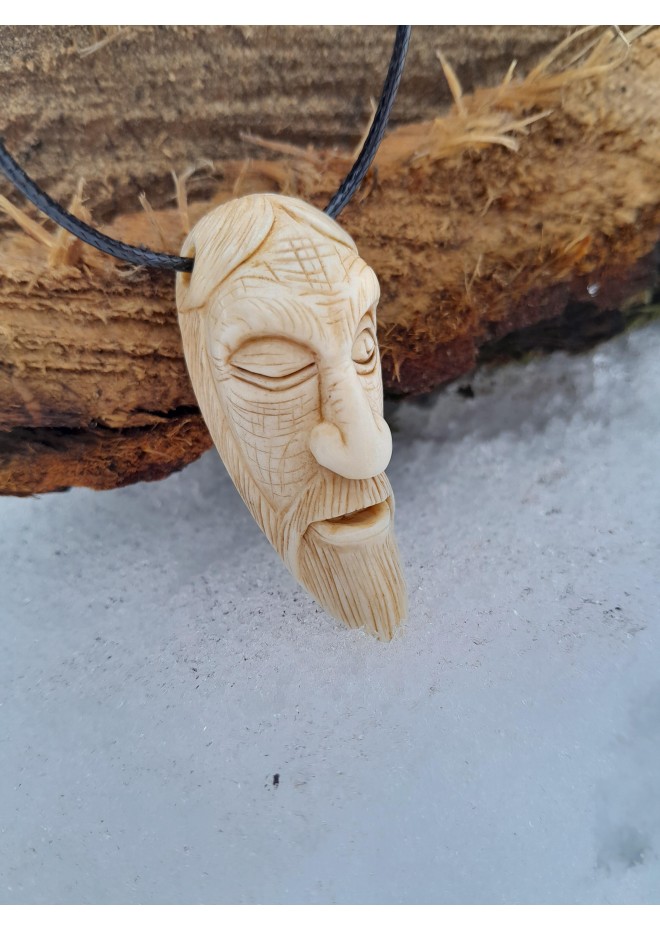 Hand-carved Odin pendant with Ansuz rune