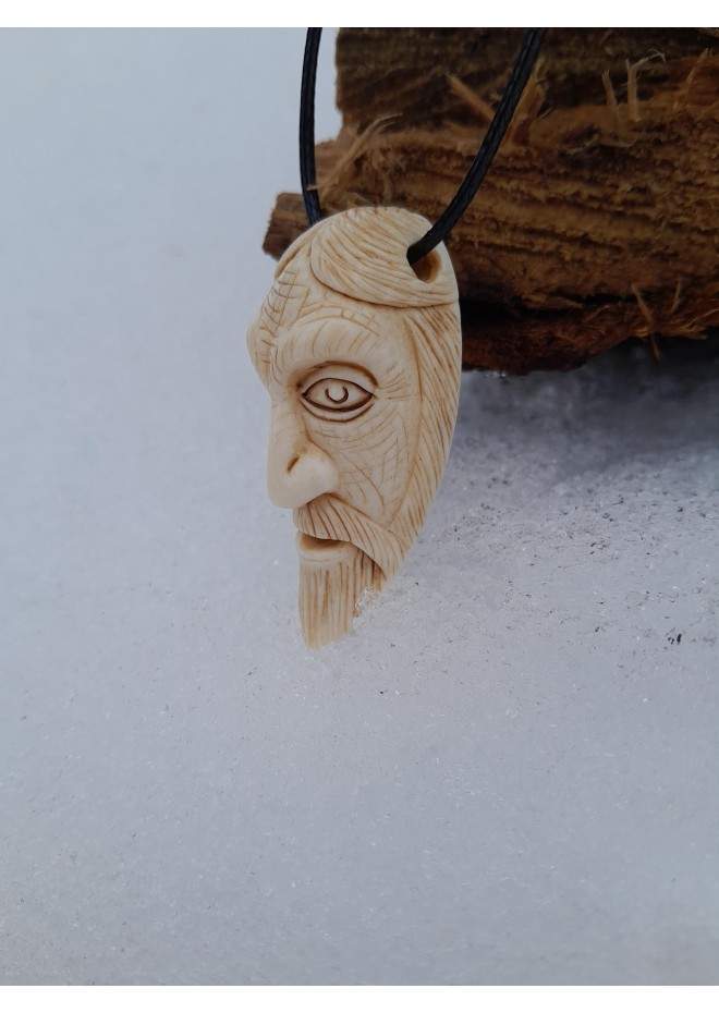 Hand-carved Odin pendant with Ansuz rune