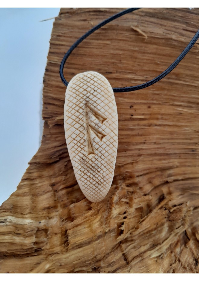 Hand-carved Odin pendant with Ansuz rune