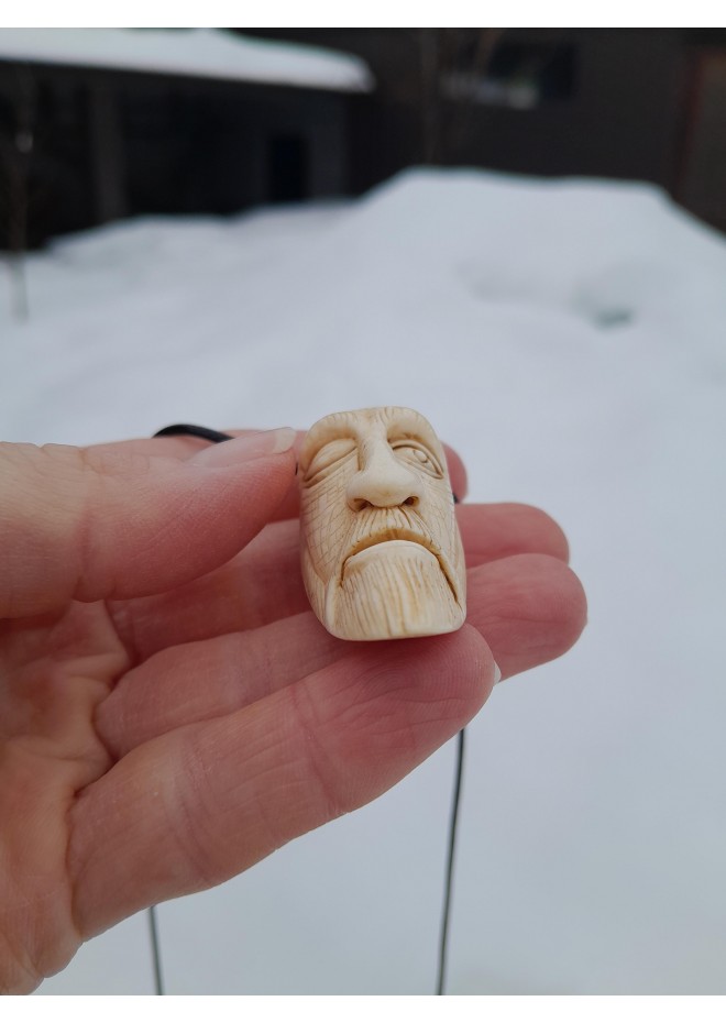 Hand-carved Odin pendant with Ansuz rune