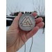 Hand-carved Helm of Awe moose antler amulet with Valknut