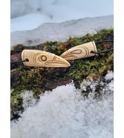 Moose antler Viking Raven head amulets with Algiz & Tiwaz Moose antler Viking Raven head amulets with Algiz & Tiwaz