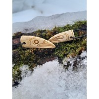 Moose antler Viking Raven head amulets with Algiz & Tiwaz 