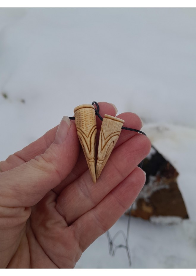 Small Raven head rune amulets from moose antler