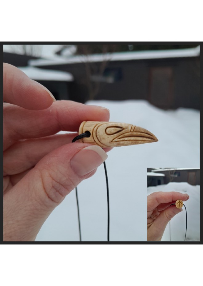 Small Raven head rune amulets from moose antler
