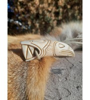 Hand-carved moose antler Viking amulet: Dragon & Raven