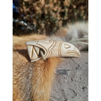 Hand-carved moose antler Viking amulet: Dragon & Raven