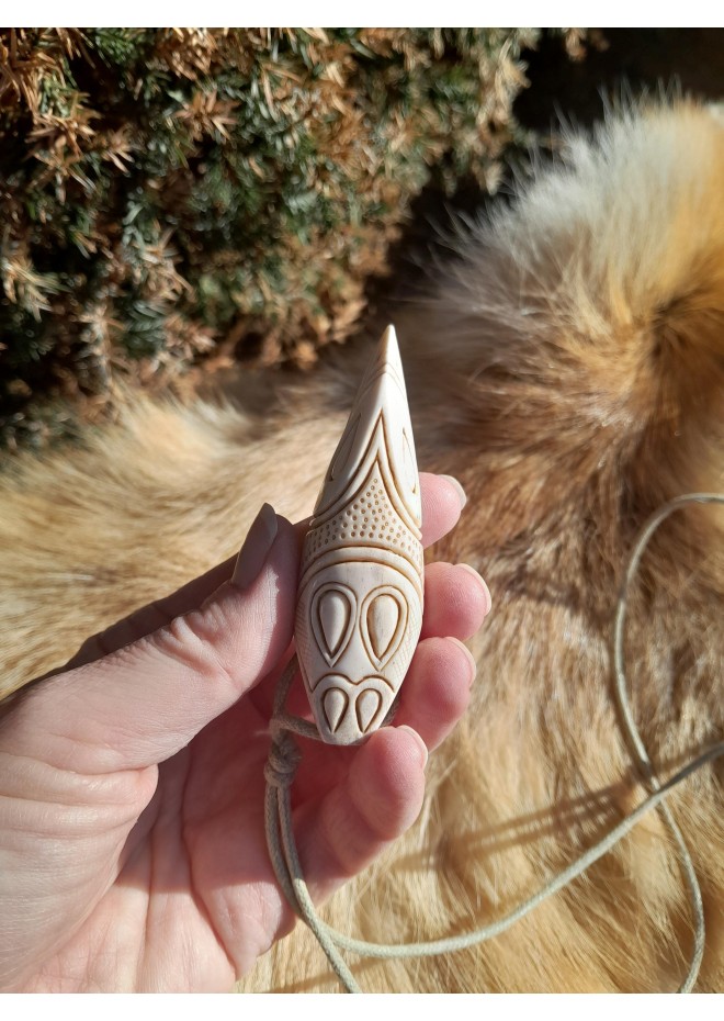 Viking moose antler amulet: Dragon and Raven