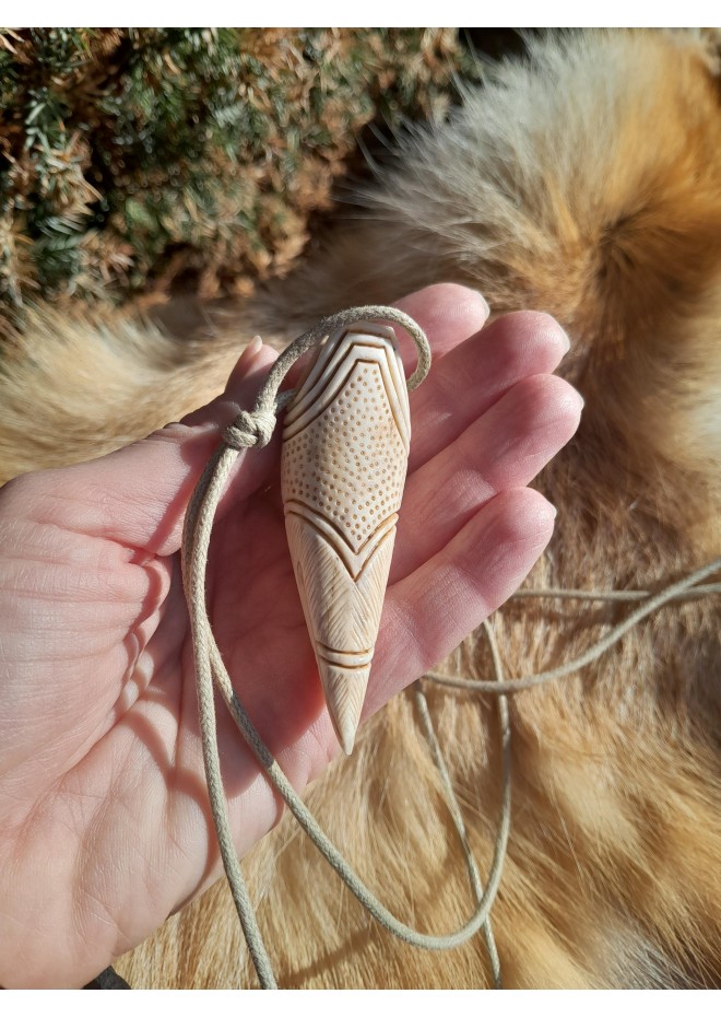 Viking moose antler amulet: Dragon and Raven