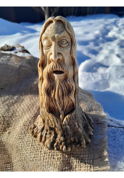 Hand-carved Odin statue from genuine moose antler
