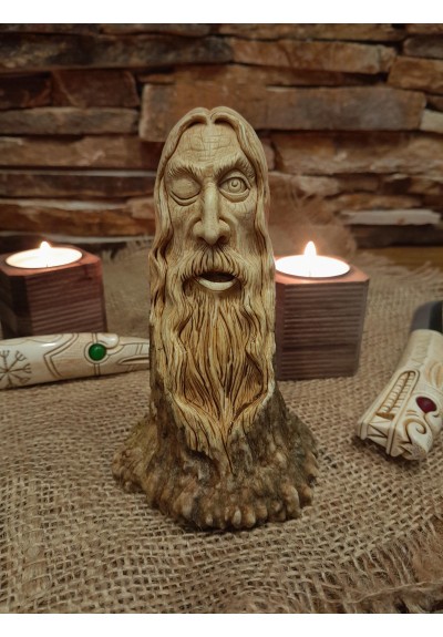 Hand-carved Odin statue from genuine moose antler