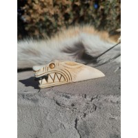 Hand-carved moose antler Wolf amulet with Tiwaz rune 
