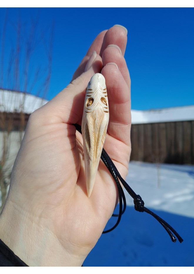 Wolf antler amulet with Tiwaz rune | Viking pagan jewelry