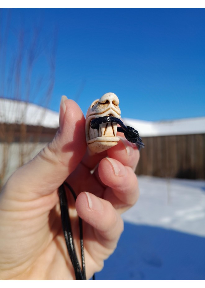 Wolf antler amulet with Tiwaz rune | Viking pagan jewelry