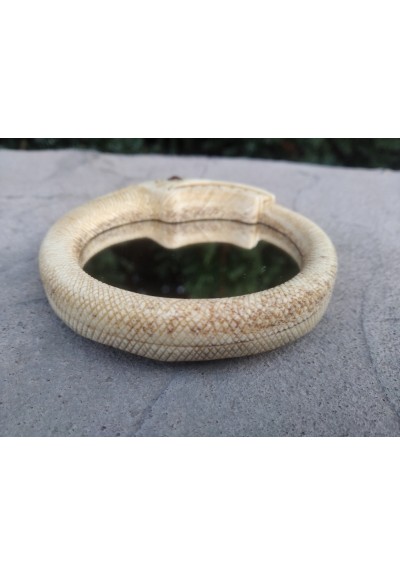 Beautiful and unique hand carved mirror. Ouroboros, Viking world snake. Midgard jormungandr serpent. Norse Dragon, ancient infinity symbol