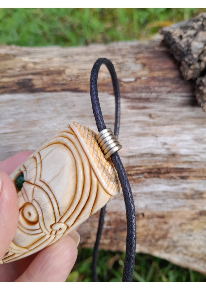Unique Allfather God Odin pendant . Moose antlers hand-carved 