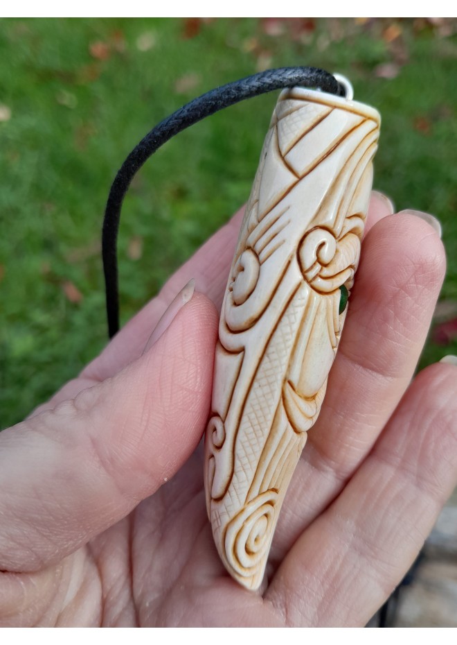 Unique Allfather God Odin pendant . Moose antlers hand-carved 