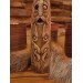 Old Norse God statue. Figurine of Odin with ravens. Óðinn sculpture. Moose antlers hand-carved