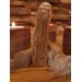 Old Norse God statue. Figurine of Odin with ravens. Óðinn sculpture. Moose antlers hand-carved