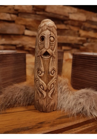 Old Norse God. Odin statue. Moose antlers hand-carved Old Norse God. Odin statue. Moose antlers hand-carved