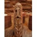 Old Norse God statue. Figurine of Odin with ravens. Óðinn sculpture. Moose antlers hand-carved