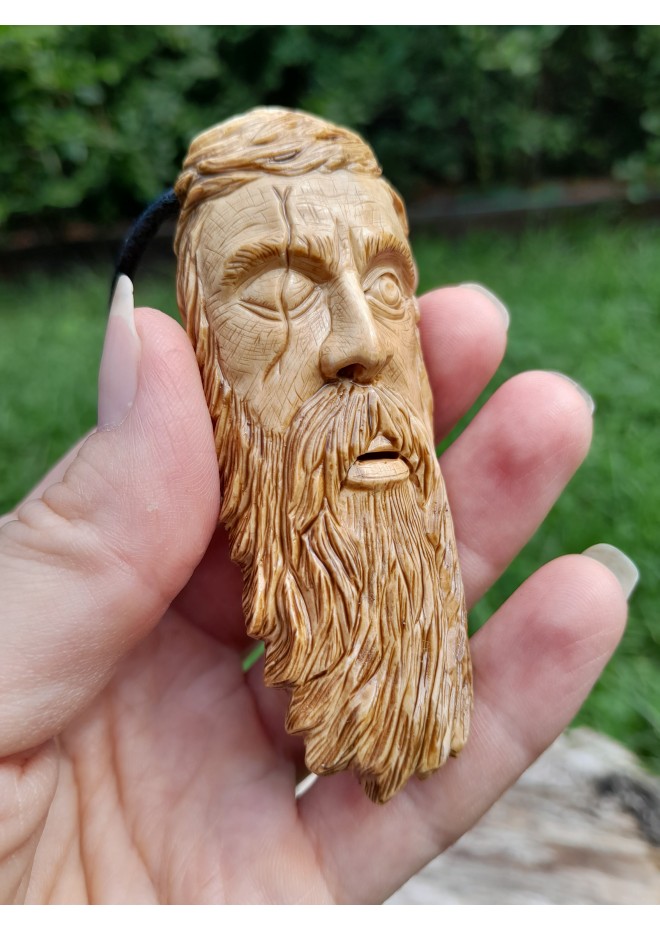 Unique Allfather God Odin pendant . Moose antlers hand-carved 