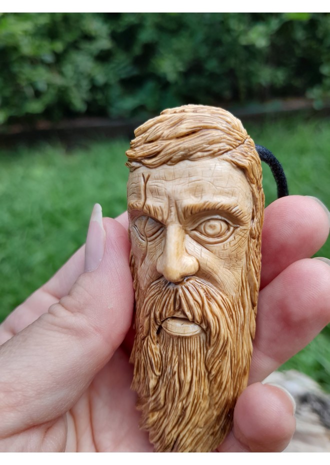 Unique Allfather God Odin pendant . Moose antlers hand-carved 