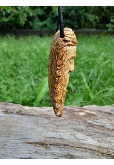 Unique hand-carved Viking God Odin face pendant. Óðinn amulet, Scandinavian artwork. Allfather art, Wotan jewelry. Norse, pagan necklace