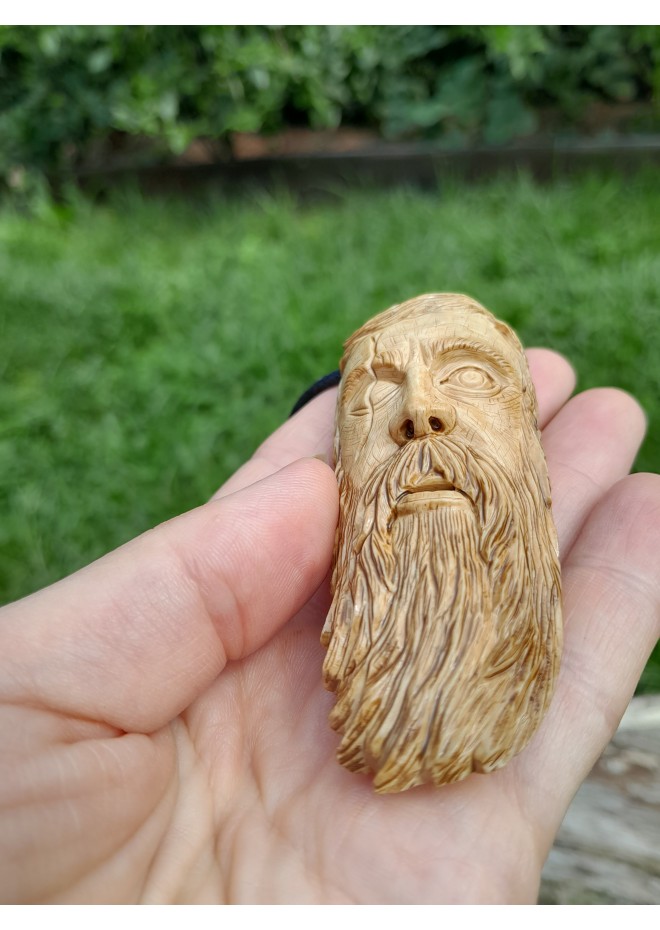 Unique Allfather God Odin pendant . Moose antlers hand-carved 