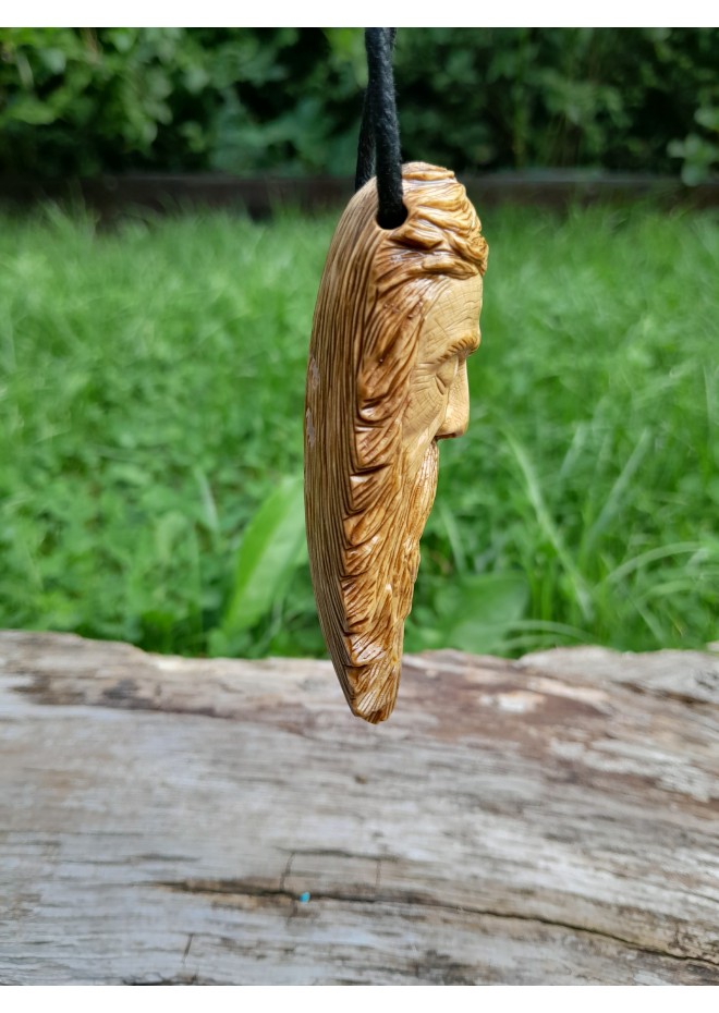 Unique Allfather God Odin pendant . Moose antlers hand-carved 