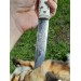Handmade Vikings knife "Fenrir" with leather sheath. Wolf head knife.