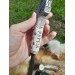 Handmade Vikings knife "Fenrir" with leather sheath. Wolf head knife.