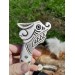Handmade Vikings knife "Fenrir" with leather sheath. Wolf head knife.