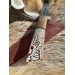  Vikings rune knife "Wolf" with leather sheath. Antler and wood hand-carved handle. Fenrir.