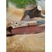  Vikings rune knife "Wolf" with leather sheath. Antler and wood hand-carved handle. Fenrir.