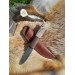  Vikings rune knife "Wolf" with leather sheath. Antler and wood hand-carved handle. Fenrir.