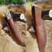  Vikings rune knife "Wolf" with leather sheath. Antler and wood hand-carved handle. Fenrir.