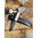 Handmade Vikings knife "Fenrir" with leather sheath. Wolf head knife.