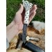 Handmade Vikings knife "Fenrir" with leather sheath. Wolf head knife.