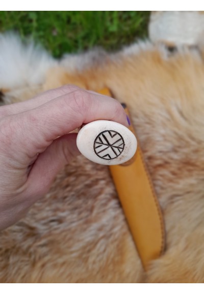 Exquisite handcrafted Finnish traditional knife "Puukko". Hand-forged carbon steel blade. Antler and wood handle. Leather sheath