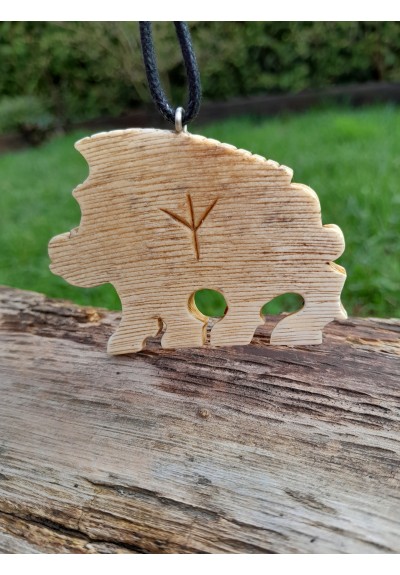 Viking, Celtic Boar jewelry. Norse Gullinbursti runic amulet. Antler hand-carved necklace. Freyr talisman