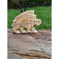 Viking, Celtic Boar jewelry. Norse Gullinbursti runic amulet. Antler hand-carved necklace. Freyr talisman