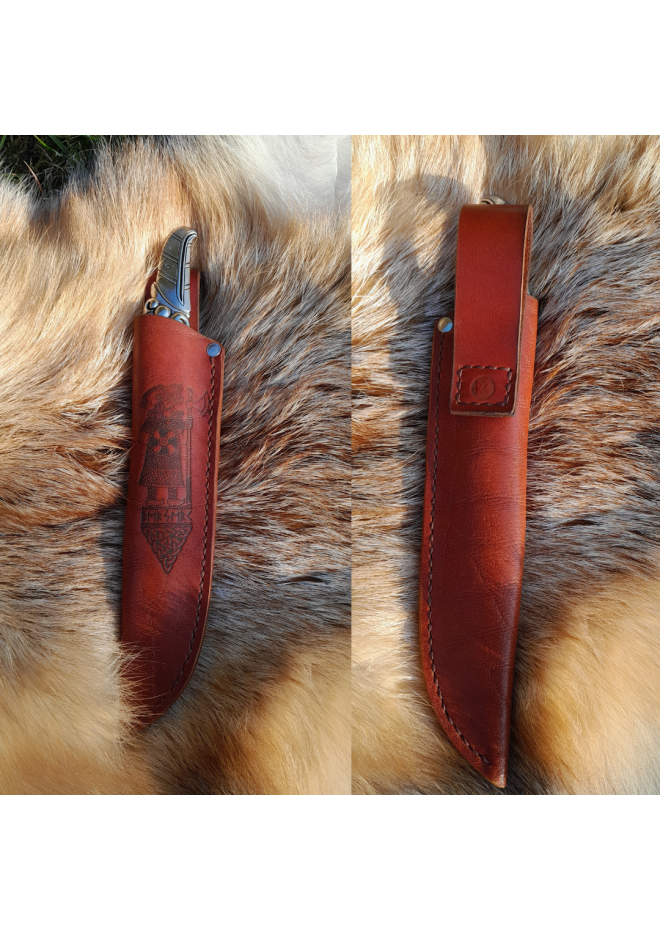 Hand-forged Viking raven knife. Bronze & wood handle