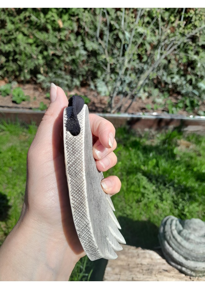 Hand-carved Viking amulet – Wolf, sun & moon symbol