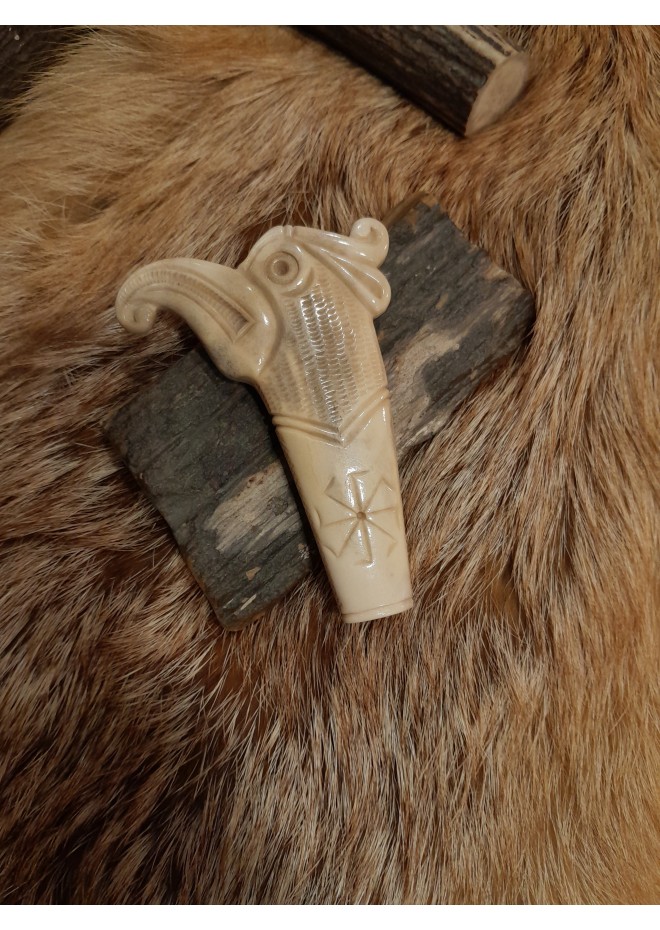 Hand-carved Eagle head handle. Tool handle Knife. Norse bird. Celtic art.