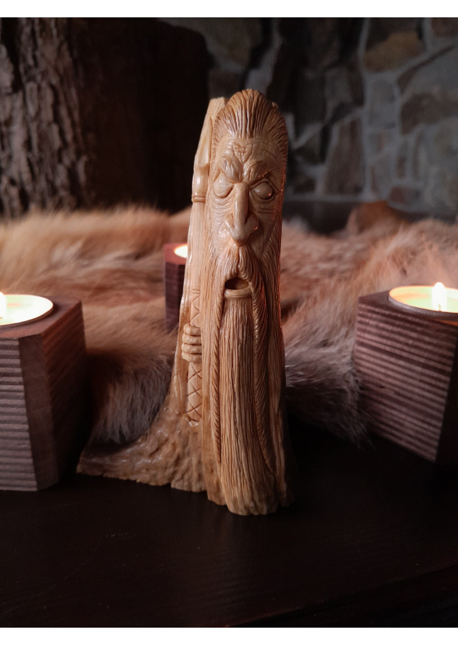 Odin sculpture, The Allfather. Norse God statue. 