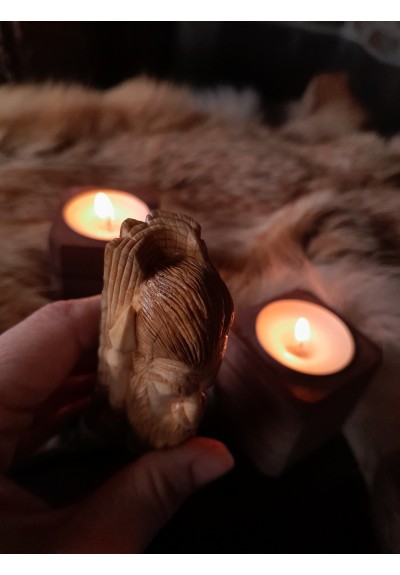 Old Norse God. Odin statue. The Allfather. Moose antlers hand-carved