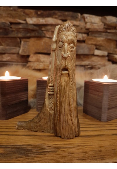 Old Norse God. Odin statue. The Allfather. Moose antlers hand-carved Old Norse God. Odin statue. The Allfather. Moose antlers hand-carved