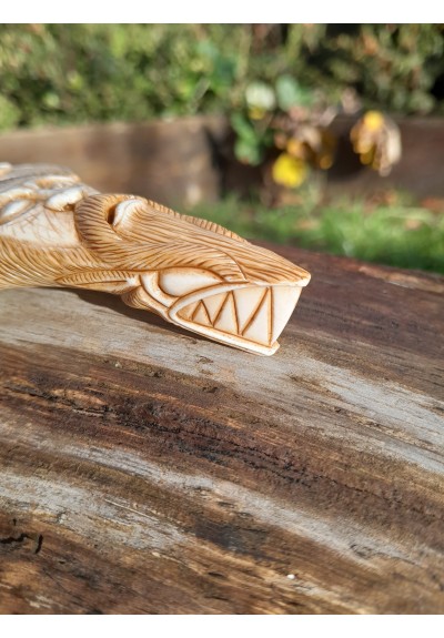 Unique hand carved Viking God Odin face pendant with dragons, Óðinn amulet, Scandinavian artwork. Norse Warrior Pendant